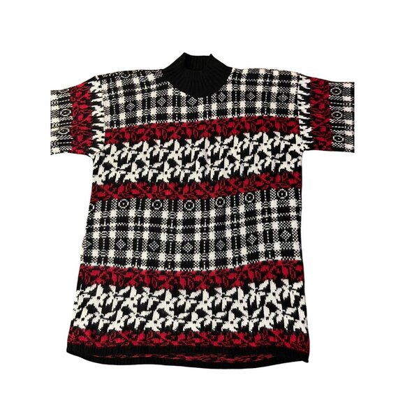 Vintage American Pride Sweater Womens L Red Black White Knit USA Made Used 80/90 - Picture 6 of 12